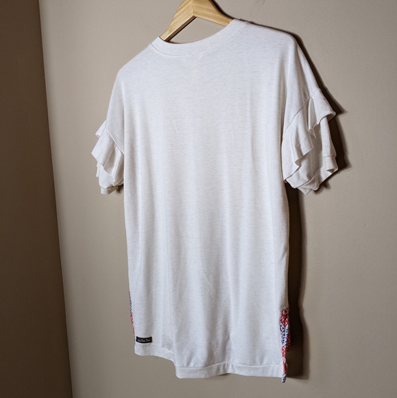 Matilda Jane Idealist Ivory Ruffle Short Sleeve Shirt size small - Picture 2 of 7